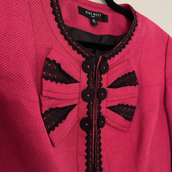 Nine West Pink & Black Lace Trim Blazer sz10 - Picture 7 of 7